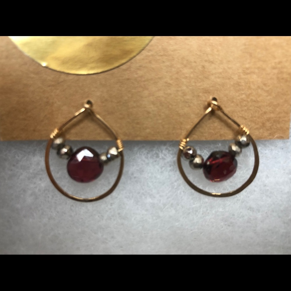 Rabat Earrings - Gold fill, pyrite, gornet